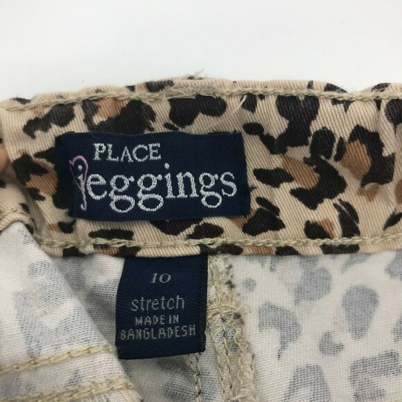 Children’s Place Girls Jeggings Pants Animal Cheetah Print Skinny Leg Sz 10 - Picture 3 of 5